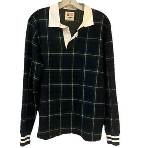 Todd Snyder x Champion Plaid Rugby Shirt Wool Blend Medium Made in Portugal